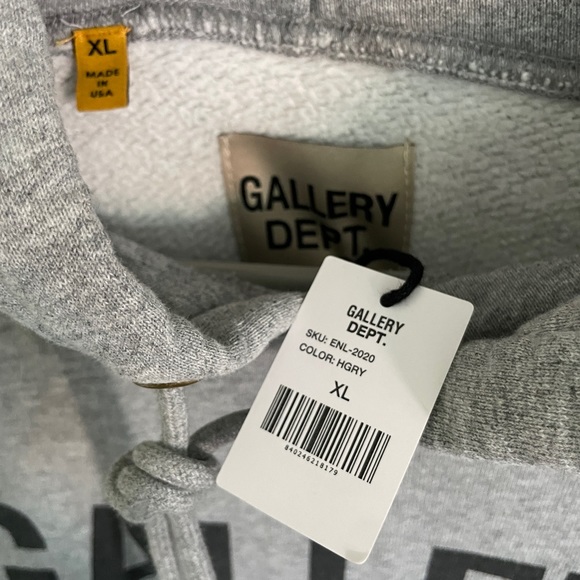 NEW XL Gallery Dept. Heather Grey Center Logo Hoodie sweatshirt - Picture 2 of 8